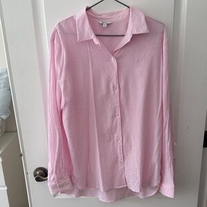 Reitmans light Pink and white striped Button-Up Shirt